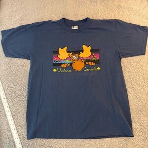 Vintage Victoria Canada Blue Moose‎ Shirt King Fashion Men’s Large Single Stitch